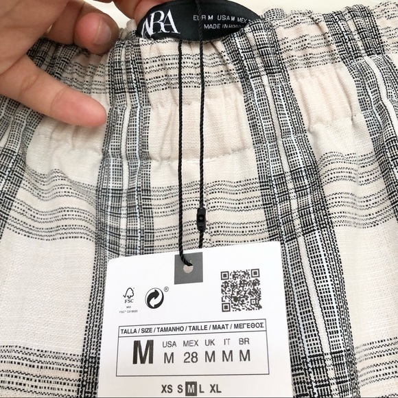 NWT Zara Cropped Checkered Plaid Pants - Picture 6 of 10